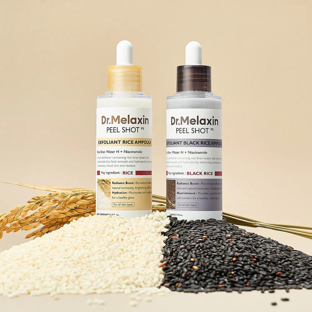 Dr. Melaxin Peel Shot - Vitt & Svart Ris Exfolierande Ampullset